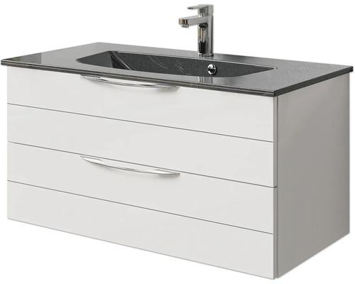 Waschtischunterschrank mit zwei Schubladen, Waschbecken und Armatur