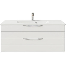 Badmöbel-Set Pelipal Sunline 300 BxHxT 117 x 49,9 x 48 cm Frontfarbe weiß hochglanz Badmöbelset 2-teilig mit Waschtisch Mineralmarmor