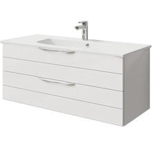 Badmöbel-Set Pelipal Sunline 300 BxHxT 117 x 49,9 x 48 cm Frontfarbe weiß hochglanz Badmöbelset 2-teilig mit Waschtisch Mineralmarmor