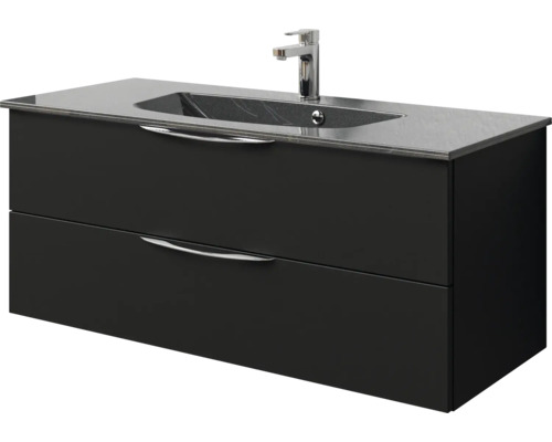 Meuble sous-lavabo avec deux tiroirs, lavabo et robinet