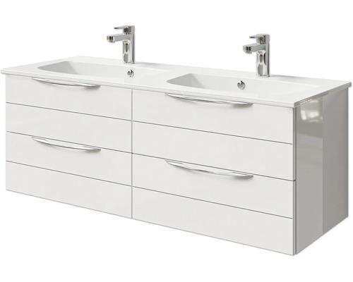 Meuble sous-vasque avec deux lavabos et tiroirs