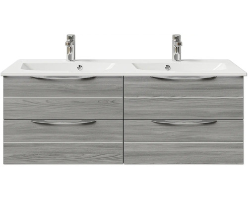 Set de meubles de salle de bains Pelipal Sunline 300 lxhxp 132 x 49,9 x 48 cm couleur de façade gris sangallo set de meubles de salle de bains 2 pièces avec vasque en marbre minéral gris métallique