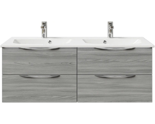 Set de meubles de salle de bains Pelipal Sunline 300 lxhxp 132 x 49,9 x 48 cm couleur de façade gris set de meubles de salle de bains 2 pièces avec vasque en marbre minéral gris métallique