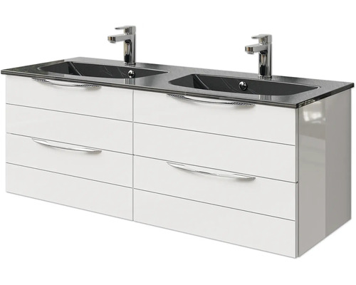 Meuble sous-vasque avec deux lavabos et quatre tiroirs