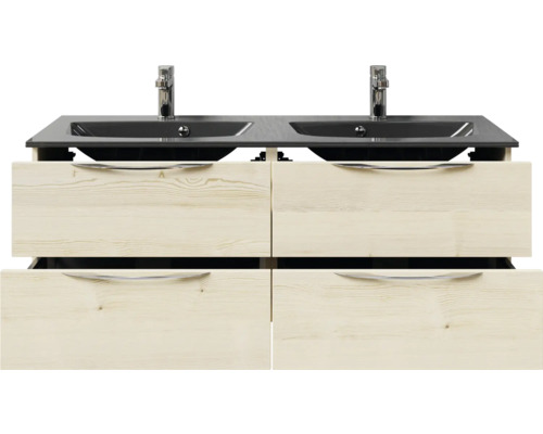 Meuble sous-vasque avec deux lavabos et quatre tiroirs