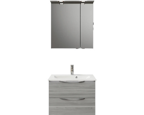Set de meubles de salle de bains Pelipal Sunline 300 lxhxp 67 x 200 x 48 cm couleur de façade gris sangallo set de meubles de salle de bains 3 pièces avec vasque en marbre minéral