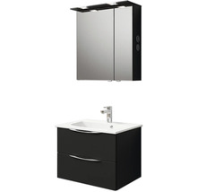 Badmöbel-Set Pelipal Sunline 300 BxHxT 67 x 200 x 48 cm Frontfarbe schwarz matt Badmöbelset 3-teilig mit Waschtisch Mineralmarmor