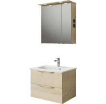 Badezimmer-Set mit Waschtischunterschrank, Waschbecken und Spiegelschrank mit Beleuchtung