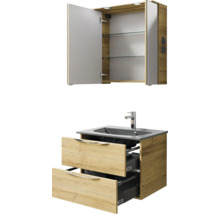 Badezimmer Waschtisch mit offenem Spiegelschrank und zwei Schubladen