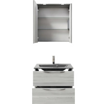 Badezimmer-Set mit Waschbeckenunterschrank, Waschbecken und Spiegelschrank mit Regalen