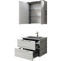 Badezimmer-Set mit Waschtischunterschrank, Waschbecken und Spiegelschrank