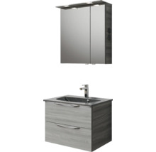 Badezimmer-Set mit Waschtischunterschrank, Waschbecken und Spiegelschrank