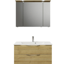 Badezimmerset mit Waschbeckenunterschrank, Waschbecken und Spiegelschrank
