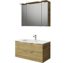 Badezimmermöbelset mit Waschtischunterschrank, Waschbecken und Spiegelschrank