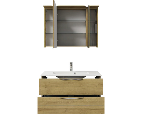 Ensemble de meuble-lavabo avec armoire de toilette et meuble bas à tiroirs
