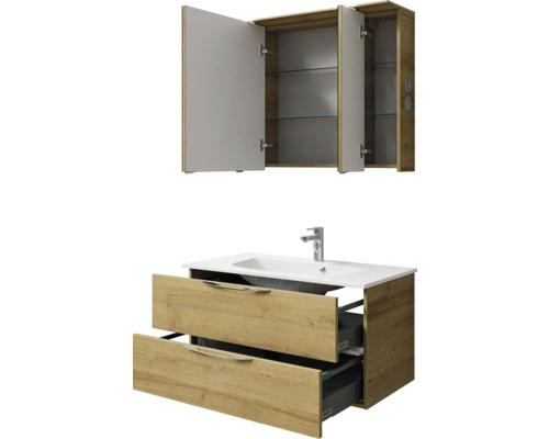 Combinaison de lavabo avec armoire de toilette dans la salle de bain