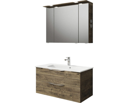 Meuble sous-lavabo avec lavabo et armoire de toilette avec éclairage pour la salle de bain