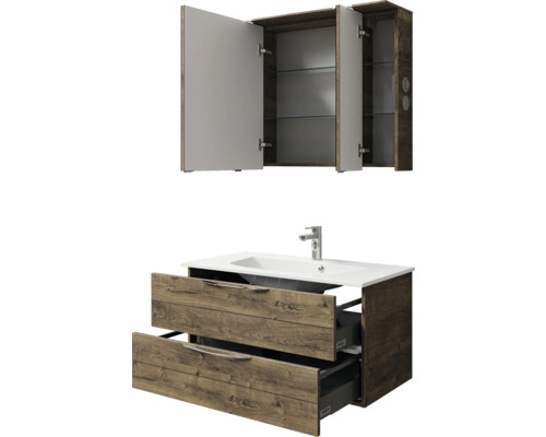 Ensemble de meubles de salle de bains avec armoire de toilette et meuble sous-lavabo