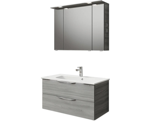 Ensemble de meubles de salle de bain avec meuble sous-vasque, lavabo et armoire de toilette