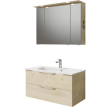 Badezimmermöbelset mit Waschtischunterschrank, Waschbecken und Spiegelschrank