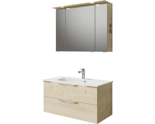 Ensemble de meubles de salle de bain avec meuble sous-vasque, lavabo et armoire de toilette