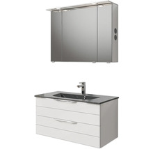 Badezimmermöbel-Set mit Spiegelschrank, Waschtisch und Armatur