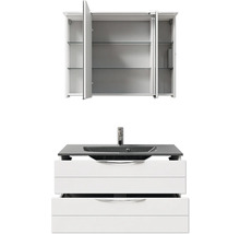 Weißer Waschtischunterschrank mit Waschbecken und Spiegelschrank für das Badezimmer