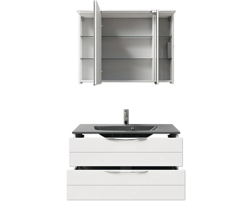Meuble bas de lavabo blanc avec lavabo et armoire de toilette pour la salle de bain