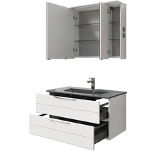 Badezimmermöbel-Set mit Spiegelschrank, Waschtisch und zwei Schubladen