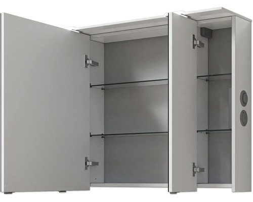 Armoire de toilette ouverte avec étagères en verre pour salle de bain