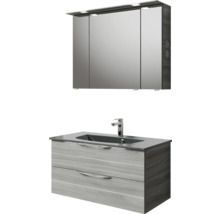 Waschtisch mit Unterschrank und Spiegelschrank mit Beleuchtung für das Badezimmer
