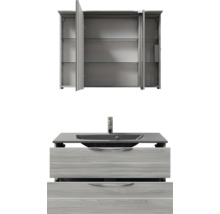 Badmöbel-Set Pelipal Sunline 300 BxHxT 97 x 200 x 48 cm Frontfarbe sangallo grau Badmöbelset 3-teilig mit Waschtisch Mineralmarmor grau-metallic