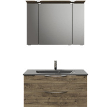 Badezimmerset mit Waschtischunterschrank, Waschbecken und Spiegelschrank