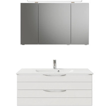 Waschbeckenunterschrank mit Spiegelschrank und Beleuchtung im Badezimmer