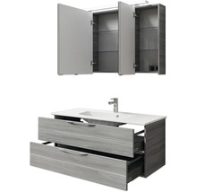 Badmöbelset 3-teilig Pelipal Sunline 300 BxHxT 117 x 200 x 48 cm Frontfarbe sangallo grau mit Waschtisch Mineralmarmor Griff chrom SET-164-100