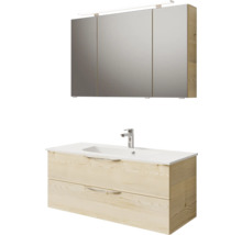 Badmöbelset 3-teilig Pelipal Sunline 300 BxHxT 117 x 200 x 48 cm Frontfarbe eiche mit Waschtisch Mineralmarmor Griff chrom SET-164-104