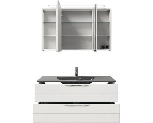 Waschtisch mit Unterschrank und Spiegelschrank für das Badezimmer