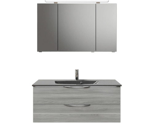 Set de meubles de salle de bains Pelipal Sunline 300 lxhxp 117 x 200 x 48 cm couleur de façade gris sangallo set de meubles de salle de bains 3 pièces avec vasque en marbre minéral