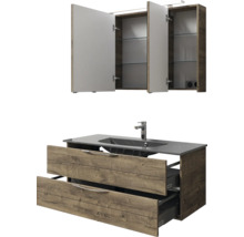Badezimmermöbel Set mit Spiegelschrank, Waschbeckenunterschrank und zwei Schubladen