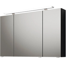 Badmöbel-Set Pelipal Sunline 300 BxHxT 117 x 200 x 48 cm Frontfarbe schwarz matt Badmöbelset 3-teilig mit Waschtisch Mineralmarmor grau-metallic