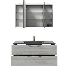 Badmöbelset 3-teilig Pelipal Sunline 300 BxHxT 117 x 200 x 48 cm Frontfarbe grau mit Waschtisch Mineralmarmor Griff chrom SET-164-111