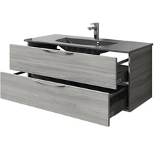 Badmöbelset 3-teilig Pelipal Sunline 300 BxHxT 117 x 200 x 48 cm Frontfarbe grau mit Waschtisch Mineralmarmor Griff chrom SET-164-111