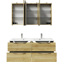 Waschtisch mit Doppelwaschbecken, Unterschrank und Spiegelschrank für das Badezimmer