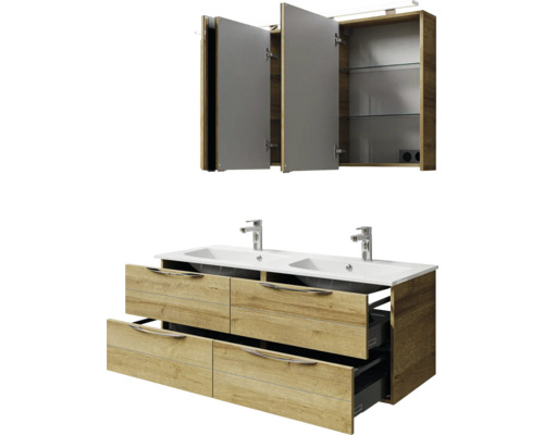 Meuble-lavabo avec double vasque et armoire de toilette pour l''aménagement de la salle de bains