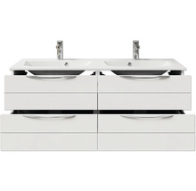 Badmöbel-Set Pelipal Sunline 300 BxHxT 132 x 200 x 48 cm Frontfarbe weiß hochglanz Badmöbelset 3-teilig mit Waschtisch Mineralmarmor