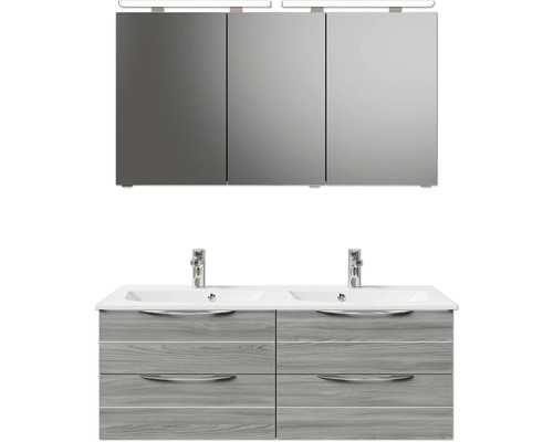 Set de meubles de salle de bains Pelipal Sunline 300 lxhxp 132 x 200 x 48 cm couleur de façade gris sangallo set de meubles de salle de bains 3 pièces avec vasque en marbre minéral