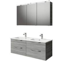 Badmöbel-Set Pelipal Sunline 300 BxHxT 132 x 200 x 48 cm Frontfarbe sangallo grau Badmöbelset 3-teilig mit Waschtisch Mineralmarmor