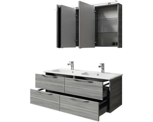 Waschtisch mit Doppelwaschbecken und Spiegelschrank für das Badezimmer