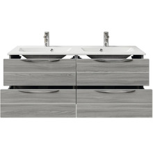 Badmöbel-Set Pelipal Sunline 300 BxHxT 132 x 200 x 48 cm Frontfarbe sangallo grau Badmöbelset 3-teilig mit Waschtisch Mineralmarmor