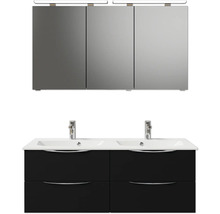 Badmöbel-Set Pelipal Sunline 300 BxHxT 132 x 200 x 48 cm Frontfarbe schwarz matt Badmöbelset 3-teilig mit Waschtisch Mineralmarmor